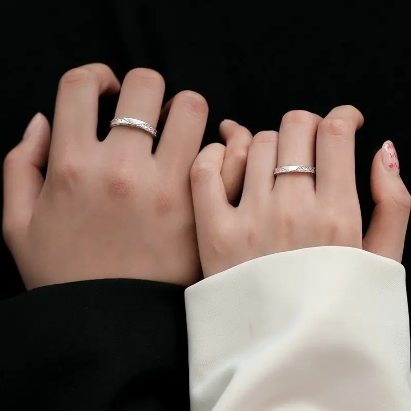 【赠运费险】【纯银戒指】S999足银冰川情侣对戒男女款纯银小众设