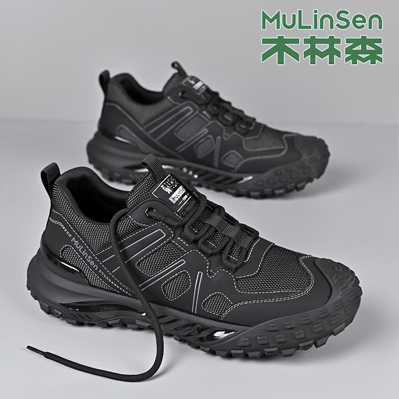 2025新款圆头车缝线黑色青年透气