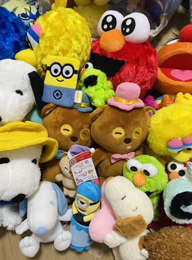 日本中古环球tim熊 史努比 小黄人芝麻街mopp 玩偶挂件