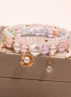 小清新爆花水晶鱼尾女海星手链