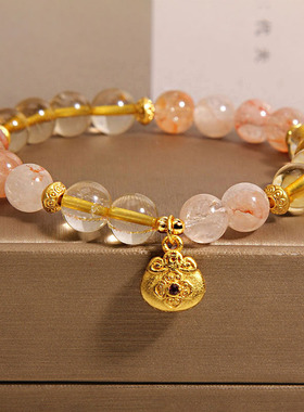 红胶花黄发晶手链女福袋吊坠手串