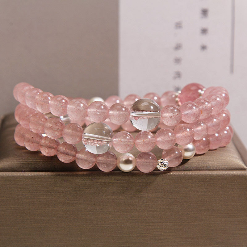 天然草莓晶多圈手链女轻奢粉水晶招桃花手串温柔甜美百搭叠戴手饰,饰品/流行首饰/时尚饰品新,手链,淘宝优惠券,粉丝福利购,淘宝优惠卷