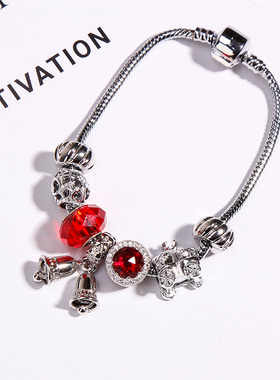 diy韩国铃铛爱心吊坠手串