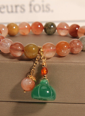 天然福禄寿水晶l莲蓬吊坠手链女