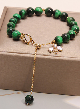 小众绿色宝石韩版ins可调节手环