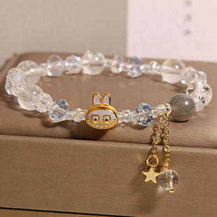 新中式白水晶兔子手链女轻奢小众高颜值学生闺蜜手串精致百搭手饰