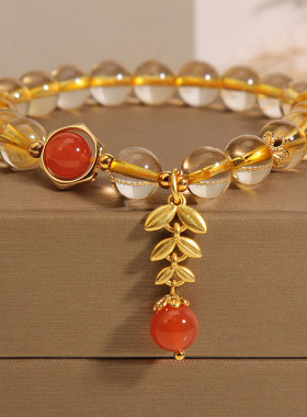 天然黄水晶手链女金发晶麦穗手串