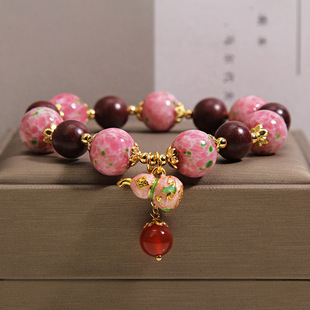 新中式樱花琉璃合香珠手链女轻奢小众高级感招财转运葫芦吊坠手串