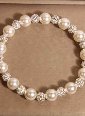 新中式珍珠钻球手链女轻奢小众精致高级感贝珠手串手环送闺蜜礼物