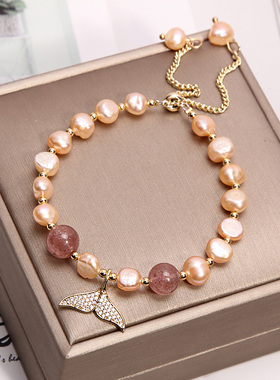 天然异形淡水珍珠手链ins小众