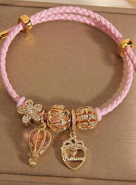 潘家风格皮绳爱情热气球手镯女