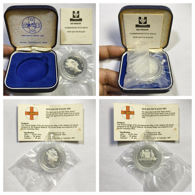 1987年澳大利亚女王皇冠袋鼠鸵鸟精制纪念银币大洋洲外国钱收藏品