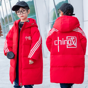 巴拉橙新款儿童羽绒服女童中长款洋气冬装中国男童羽绒服亲子装