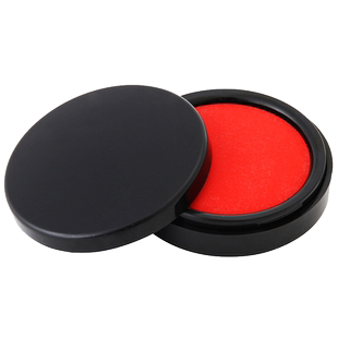 得力9868红色印泥印台大号印泥盒快干圆形印油按手印小号原子印章油蓝色方形印尼财务办公用品