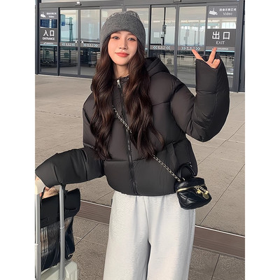 秋冬新款肯豆风黑色棉服外套