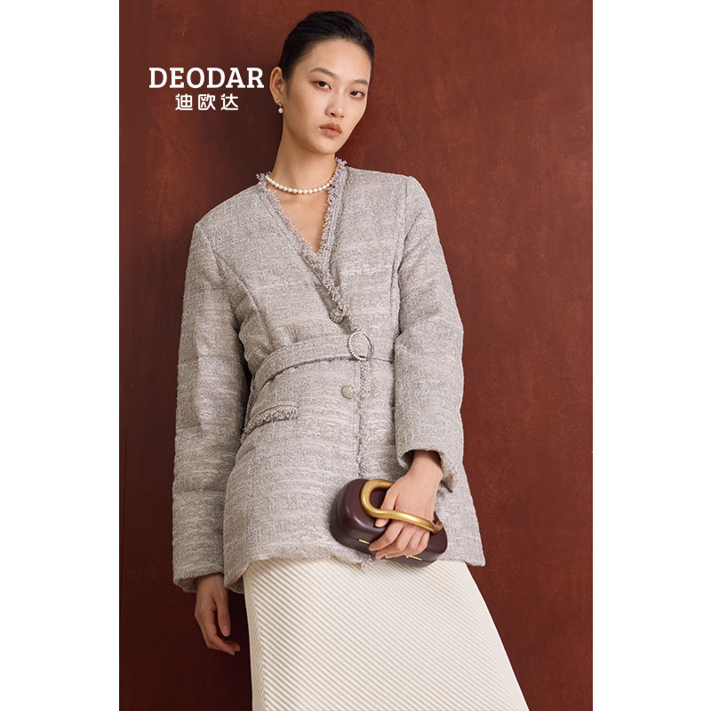 迪欧达90白鹅绒服短款小香羽绒服