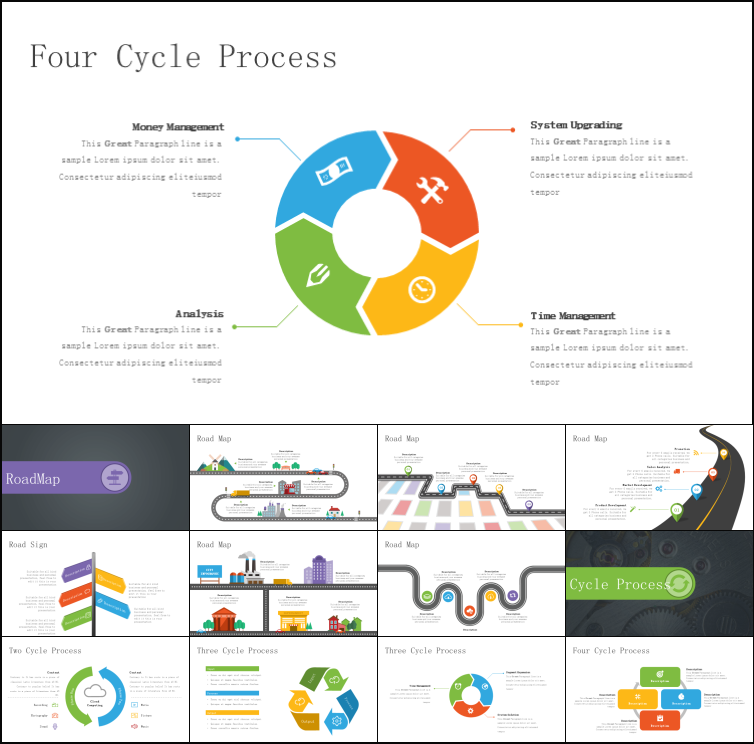 359页扁平化排版信息图表 商务动态图标图表数据合集ppt模板