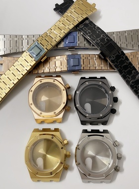 VK63机芯改装多选项表壳42MM橡树六针精钢表壳表带套装蓝宝石玻璃