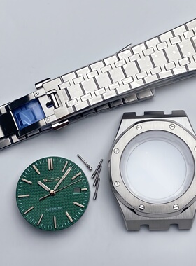 42MM橡树精钢表壳表带+表盘+表针套装蓝宝石玻璃适NH35/NH36机芯