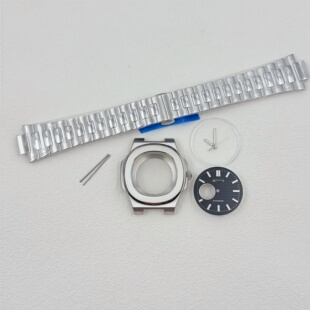 手表改装配件NH35表壳鹦鹉螺精钢表壳表带字面针套装适装NH38机芯