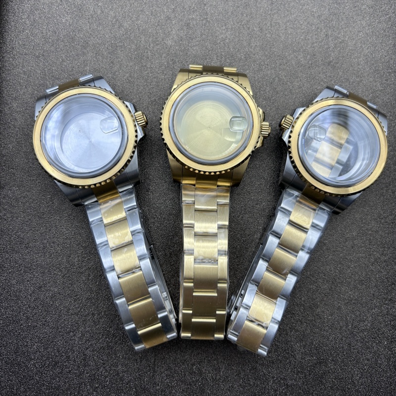 手表配件40MM间金全金表壳表带套装蓝宝石玻璃适装NH34/NH35机芯