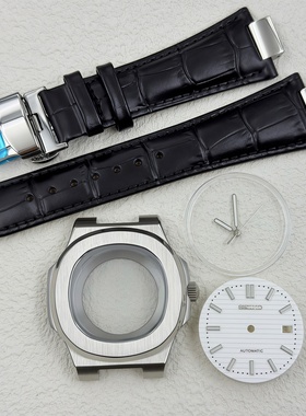 41MM百达鹦鹉螺表壳皮带套装蓝宝石PP手表外壳适装NH35机芯表壳