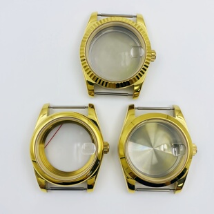 36/39MM日志表壳全金狗牙圈表壳斜边密底透底手表壳蓝宝石适NH35