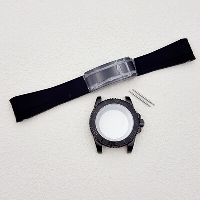 NH35水鬼平面表壳蓝宝石玻璃40MM GMT黑色表壳胶带圈套装适合NH34