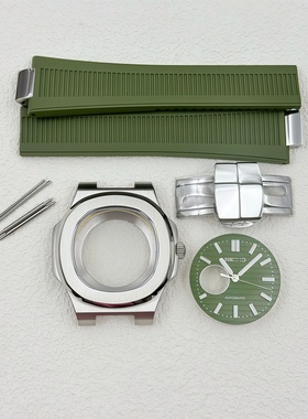 新款NH38组装配件41MM鹦鹉螺表壳橡胶带字面针套装蓝宝石蝴蝶扣款