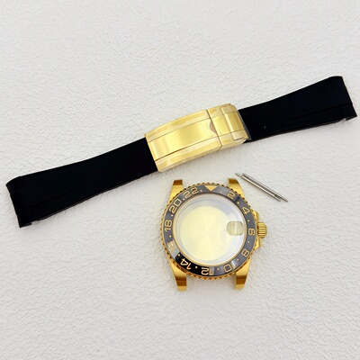 40MM水鬼全金表壳橡胶表带表圈套装蓝宝石玻璃适装NH34/NH35/NH36