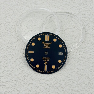 新款NH35改装机械表配件31MM海马300表盘复古黄绿夜光潜水表字面