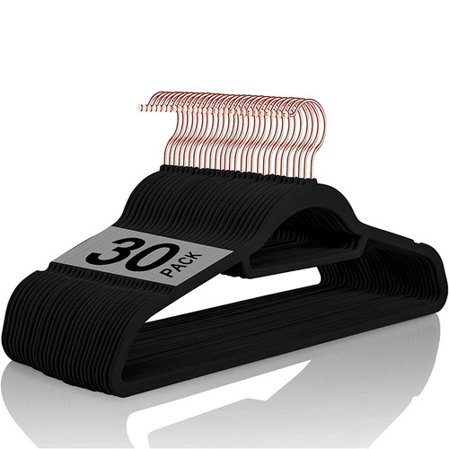 日式轻奢高级玫瑰金钩植绒衣架