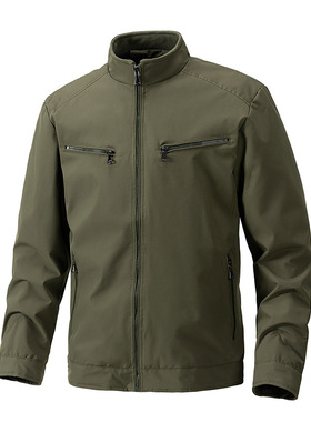 亚马逊跨境高级感夹克秋冬加棉休闲外套男士拉链户外通勤简约夹克