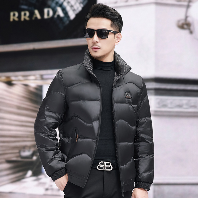高端羽绒服男士冬季2024新款休闲轻薄短款立领加厚保暖外套男款