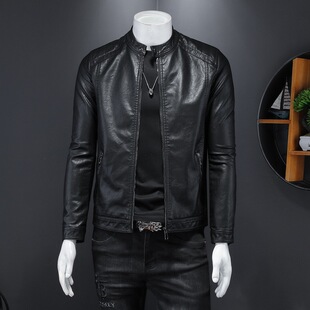 潮男皮衣7170 立领机车皮外套修身 欧洲站夹克2026秋冬新款 男士