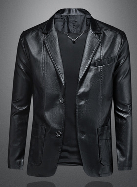 男士大码皮衣秋冬季新款潮流时尚机车男修身皮夹克外套58011