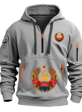 灰色男士半拉链卫衣卫衣