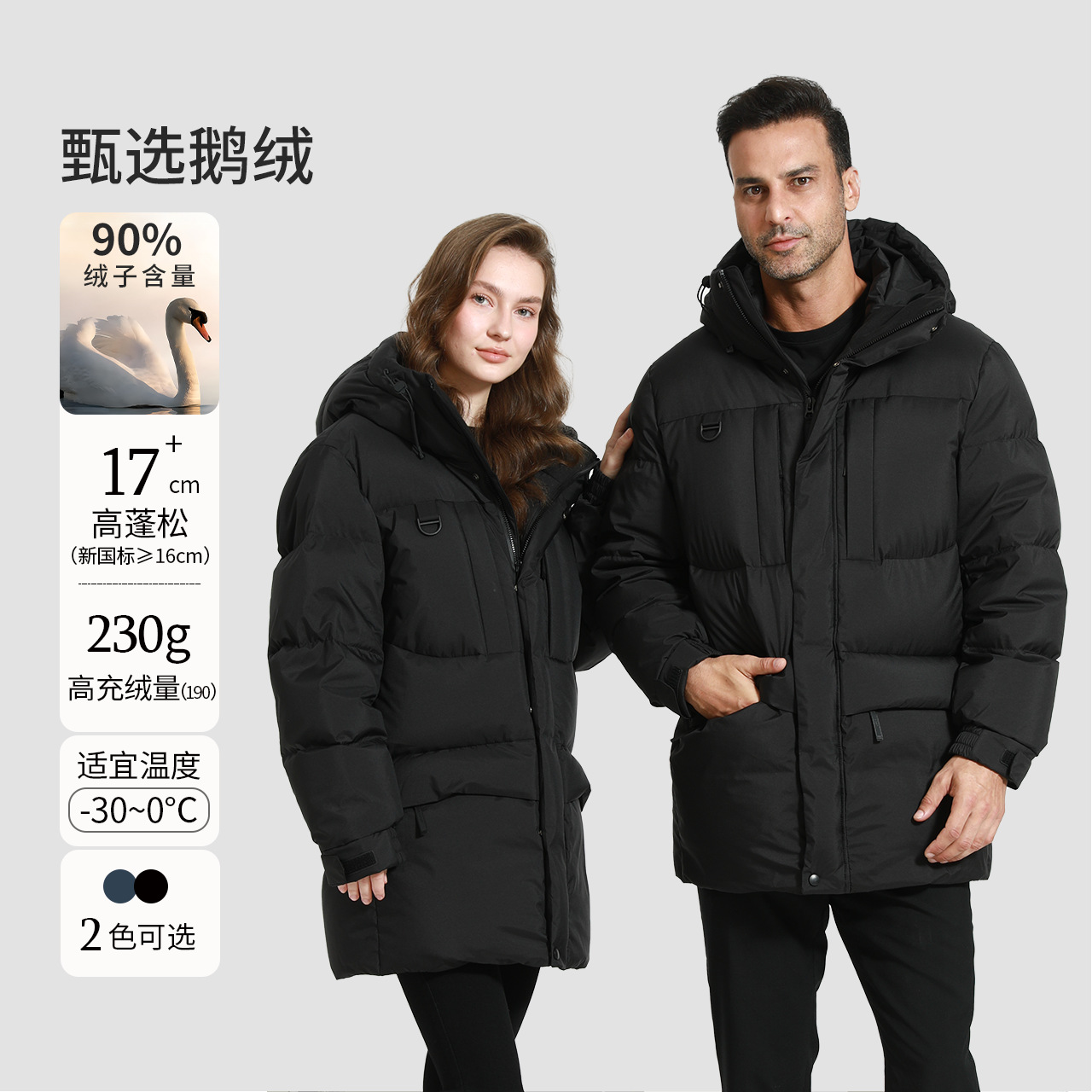 【重磅高货】极寒加厚高蓬三防90白鹅绒男士中长款户外机能羽绒服