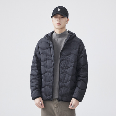 90白鸭绒高级感保暖防寒羽绒服男生百搭流行潮牌连帽拉链外套