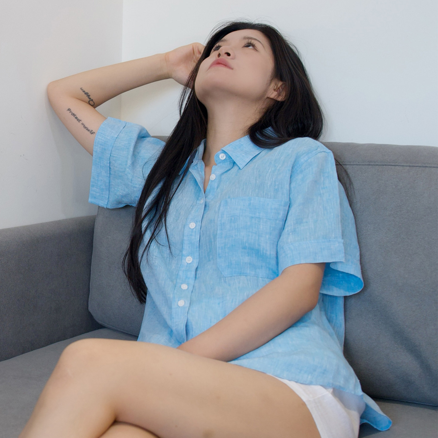 纯亚麻女衬衫短袖宽松百搭Polo领超好看古着气质上衣夏季2025新款