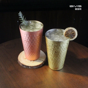 不锈钢锤点朱丽普杯金属鸡尾酒杯锤纹薄荷莫吉托杯Mint Julep Cup