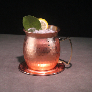 金属鸡尾酒杯莫斯科骡子杯不锈钢锤点纹把手调酒杯子 Moscow mule