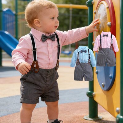 男童春秋季两件套韩版领结