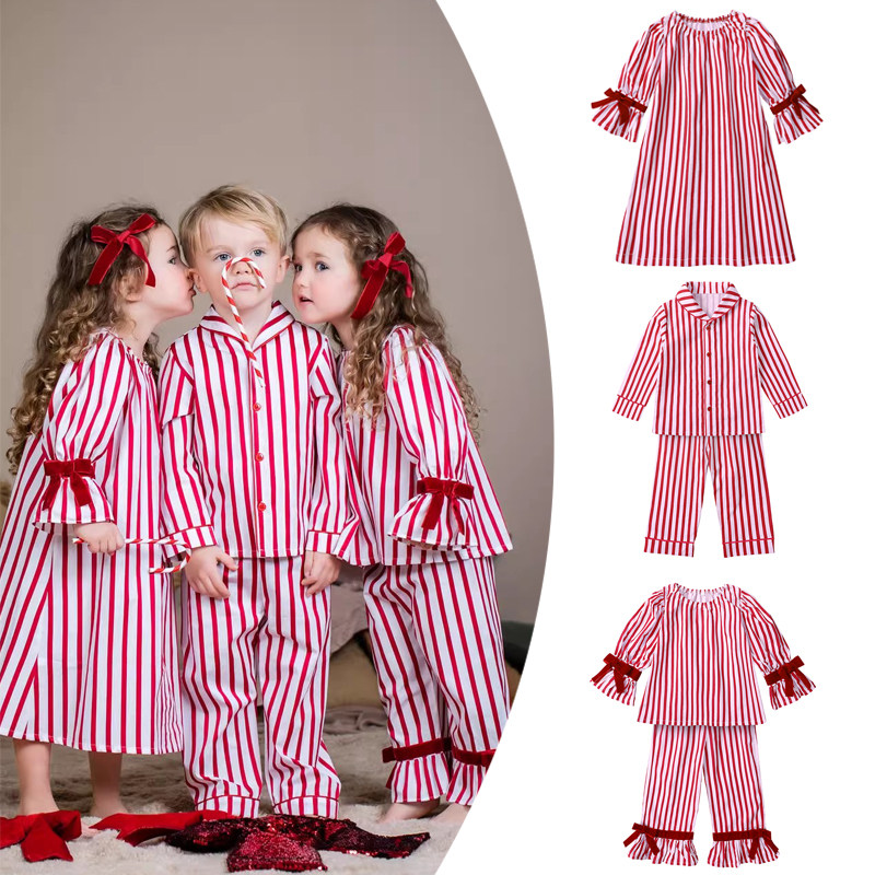 2026新款男童睡衣春秋季纯棉长袖儿童小女孩蝴蝶结条纹家居服睡裙,童装/婴儿装/亲子装,家居服套装,淘宝优惠券,粉丝福利购,淘宝优惠卷