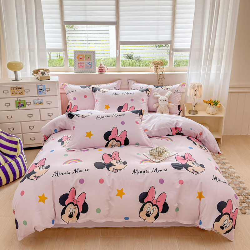官方正品迪士尼纯棉四件套儿童卡通全棉被套三件套1.8m床单床笠款