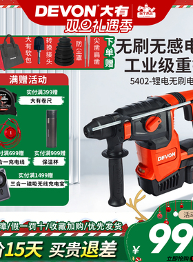 大有5402充电电锤无线锂电冲击钻电钻电镐两用电捶工业级电动工具