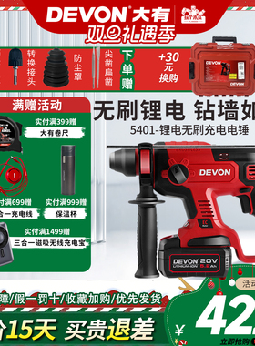 大有充电式电锤锂电池冲击钻电镐电钻三用无刷工业级电动工具5401