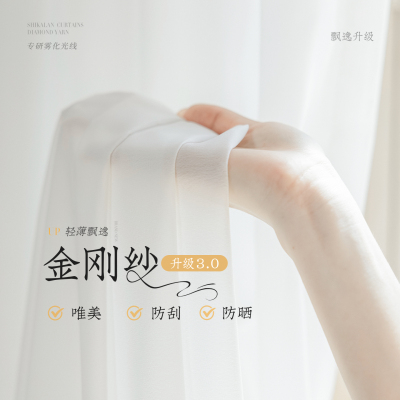 金刚纱帘薄纱窗帘白纱帘透光不透人新款客厅阳台防晒隔热飘窗纱帘
