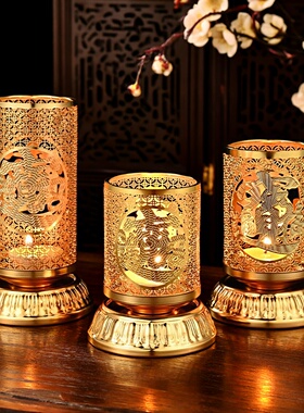 合金复古防风酥油灯座供佛家用