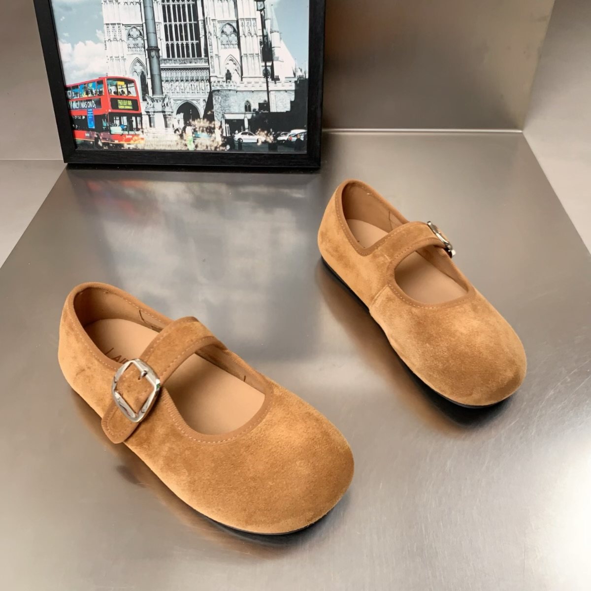 真皮韩版反绒皮玛丽珍鞋女2026春季新款搭扣圆头低跟百搭舒适单鞋,女鞋,时尚芭蕾鞋,淘宝优惠券,粉丝福利购,淘宝优惠卷